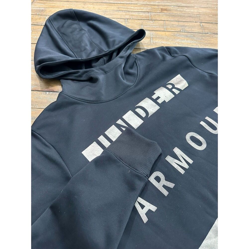 Under Armour ColdGear Hoodie Men's Large Black Fleece Lined Graphic Pullover